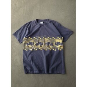 Vintage 1990s Buffalo New York Roaming Around Blue Cotton T-shirt Gildan L